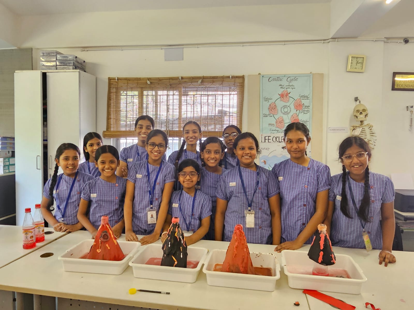 Students with science experiments